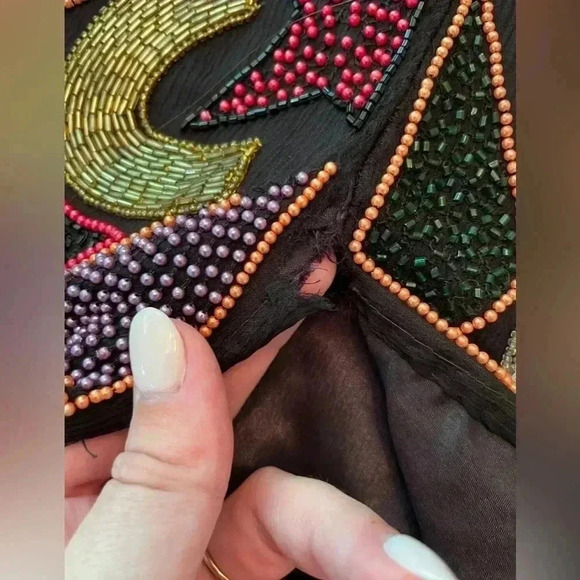 RARE VINTAGE 1980s Lillie Rubin Silk Beaded Cocktail Dress Size Small - Picture 10 of 13